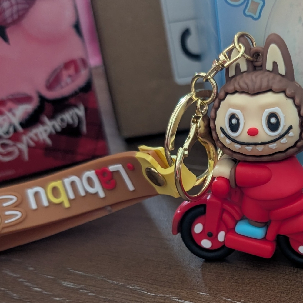 Red and Brown Keychain with Character Design - Labubu